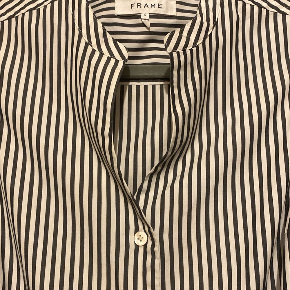 FRAME Cotton Sleeveless Striped Button Down Dress Tie Waist Shirt Dress SMALL - Picture 7 of 11